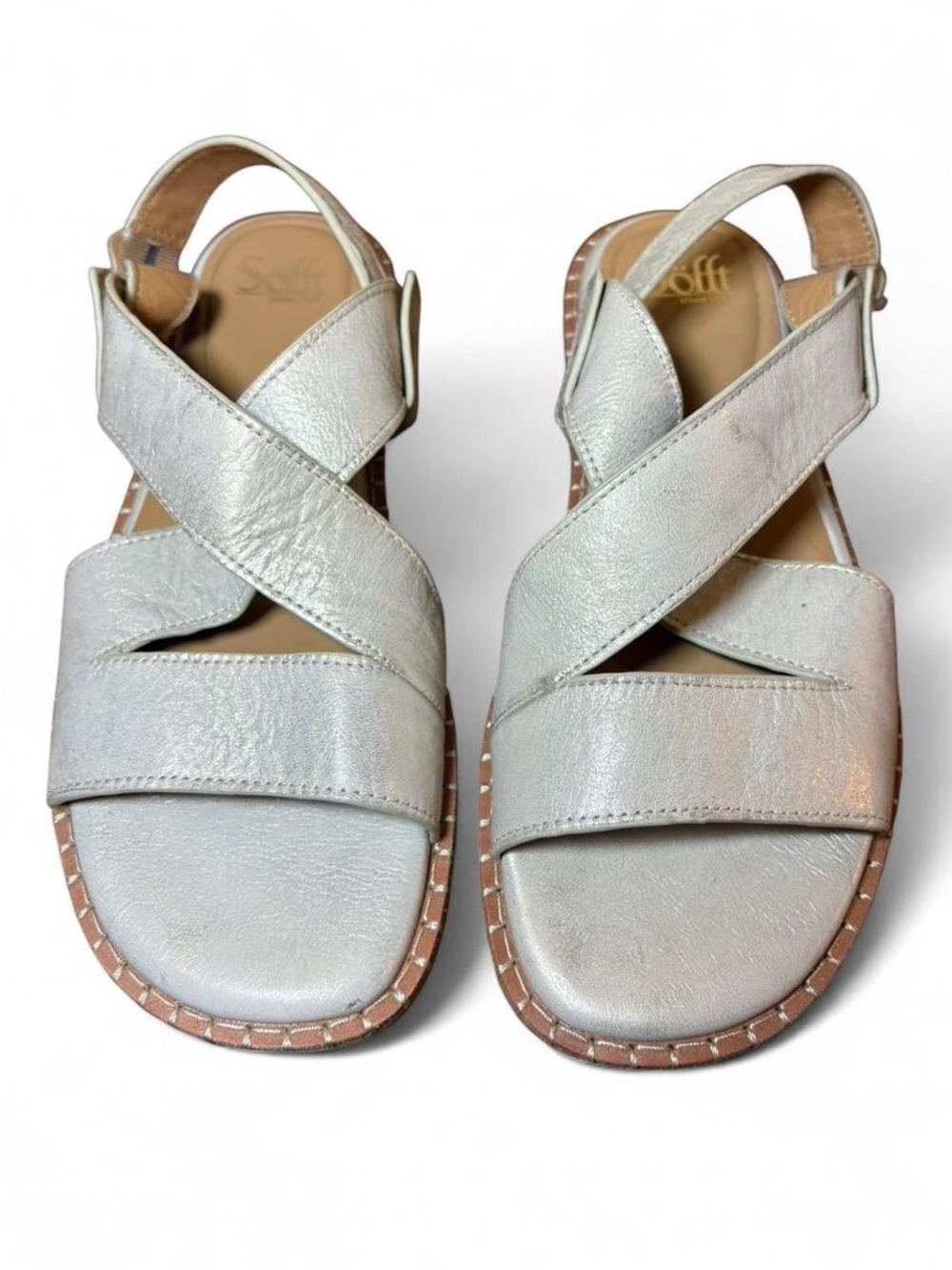 Sofft Pale Gold Nadia Leather Crisscross Slingback Sandals